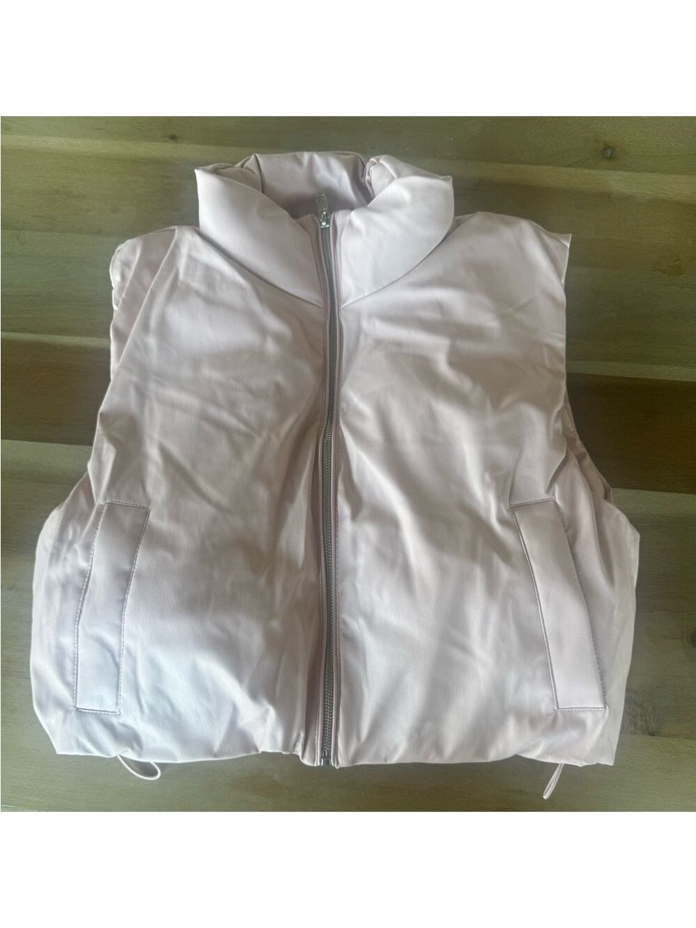 Love Tree Dusty Pink Vegan Leather Puffer Vest